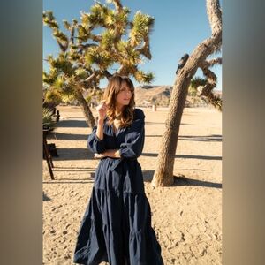 XiRENA Navy Blue Cotton Maxi Dress